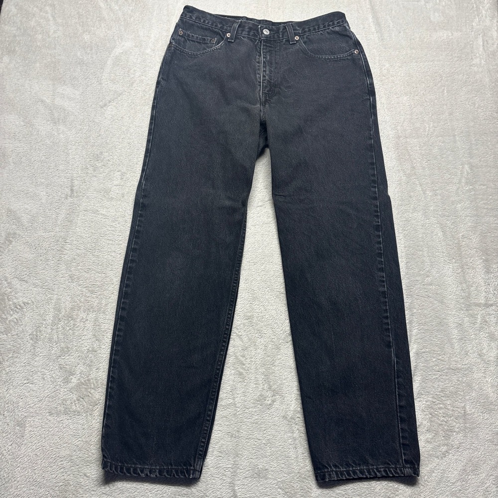 VTG Levis 550 Relaxed Straight Leg Jeans Black Denim Mens 34x30 (Fits 31x30) Y2K